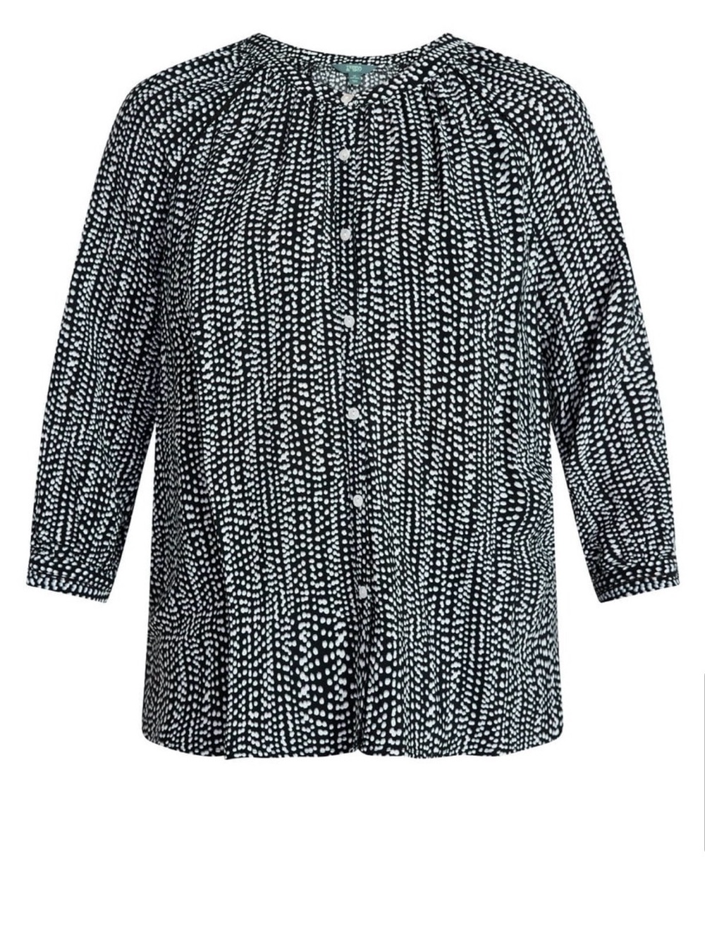 Terra & Sky Black and White Dot-Print Button Front Top